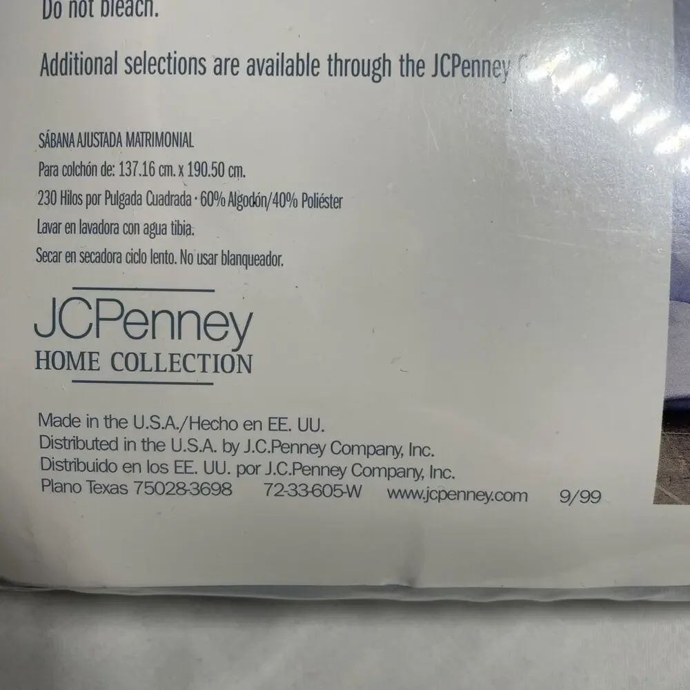 JCPenney Home Expressions Full Fitted NEW Blue 230 Thread Count
